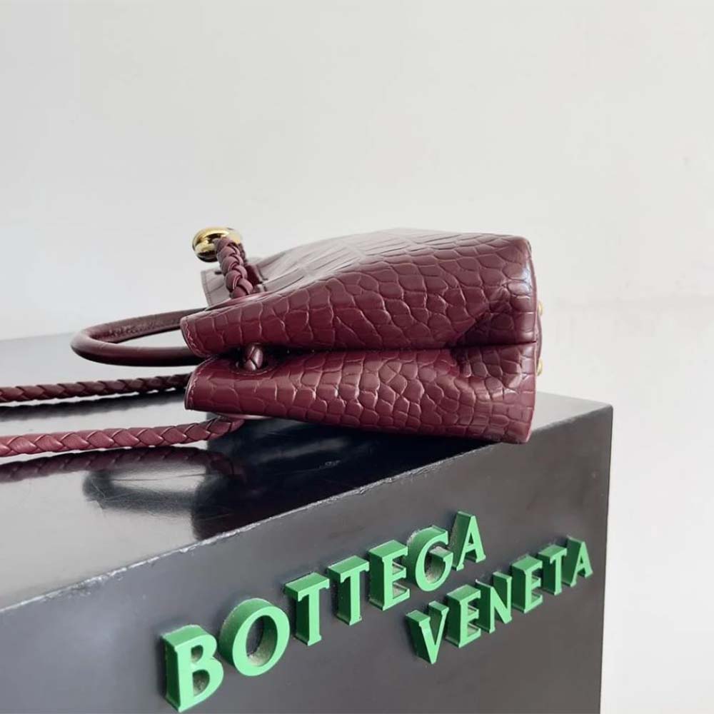 Bottega Veneta Women Small Andiamo Crocodile Leather Top Handle Bag-Red - image 6