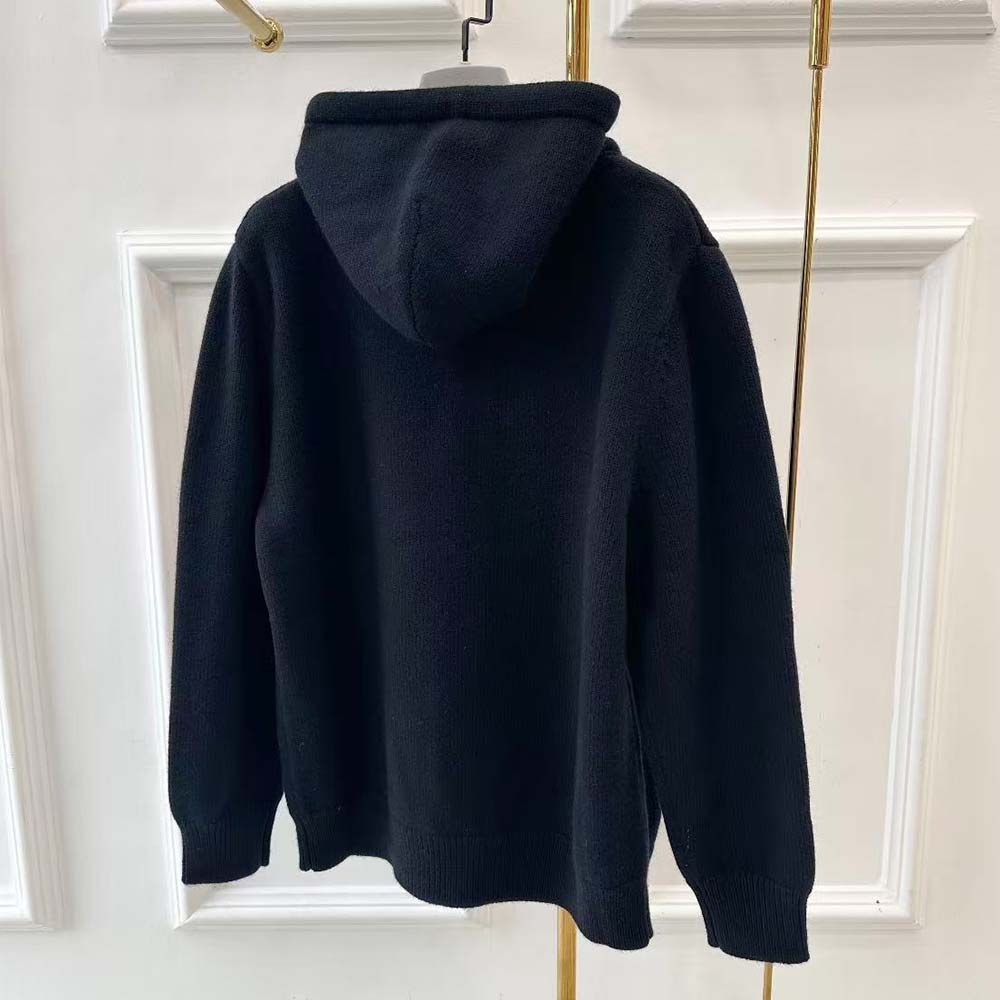 Celine Men Zipped Hoodie in Cashmere Cotton-Black - image 5