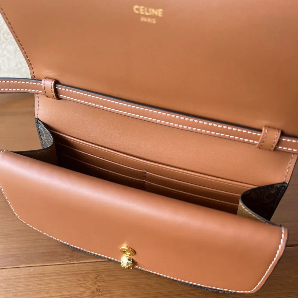 Celine Women Duo Wallet on Strap in Triomphe Canvas and Calfskin - image 7