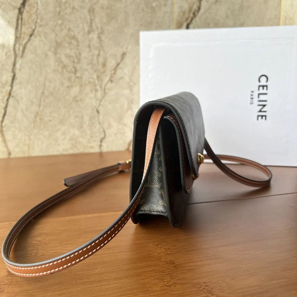 Celine Women Duo Wallet on Strap in Triomphe Canvas and Calfskin - image 5