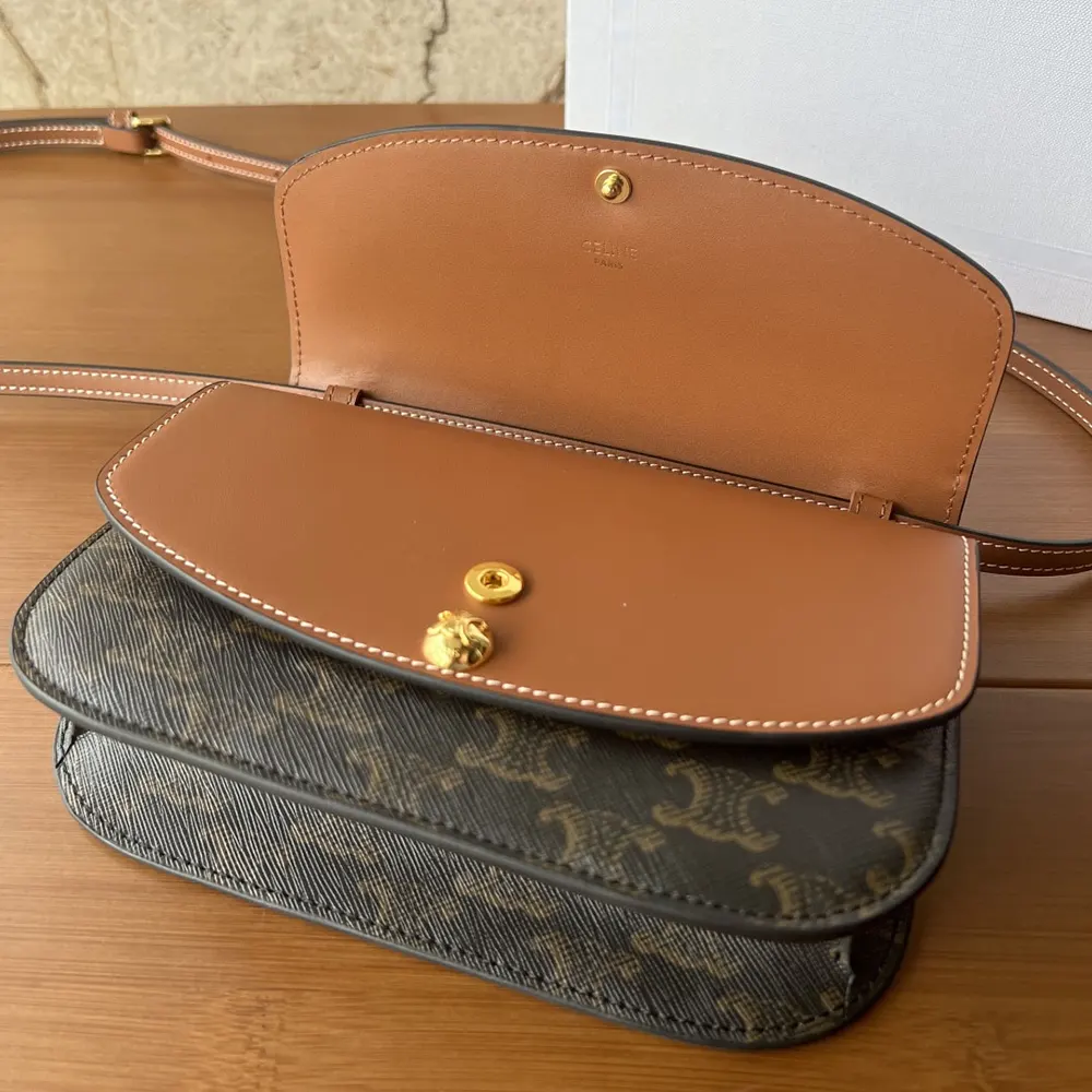 Celine Women Duo Wallet on Strap in Triomphe Canvas and Calfskin - image 9