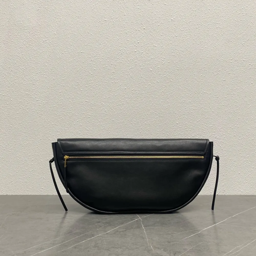 Side profile showing halfmoon silhouette of Celine Women Halfmoon Soft Triomphe Bag