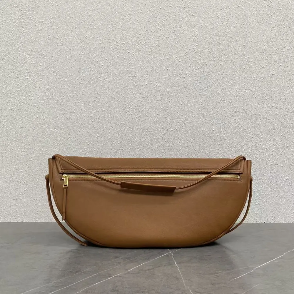 Celine Women Halfmoon Soft Triomphe Bag in Supple Shiny Lambskin-Brown - image 4