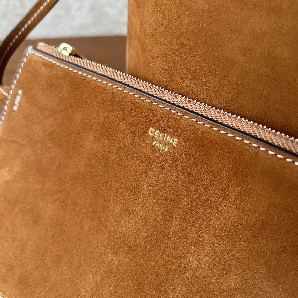 Celine Women Medium Louise Bag In Suede Calfskin-Brown - image 8