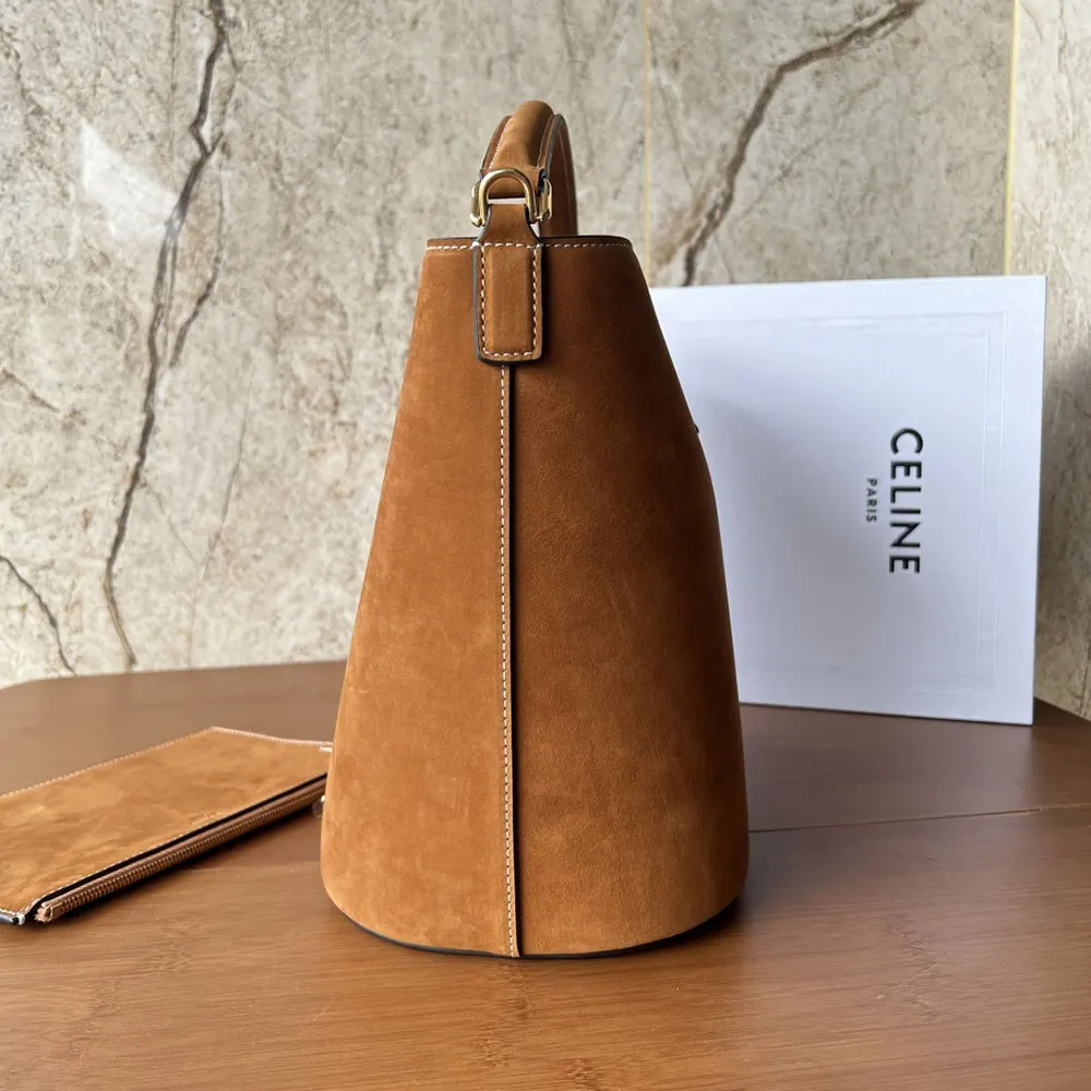 Celine Women Medium Louise Bag In Suede Calfskin-Brown - image 5