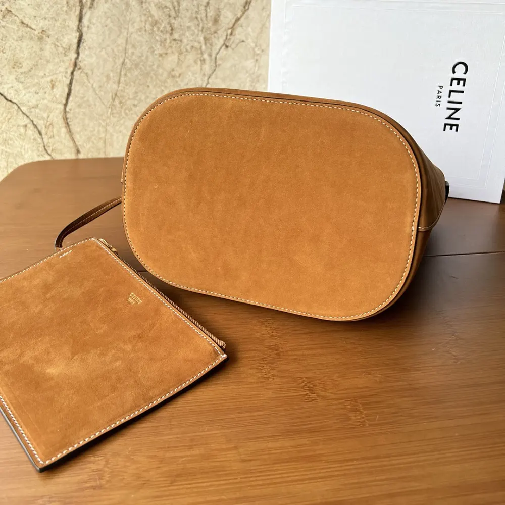 Celine Women Medium Louise Bag In Suede Calfskin-Brown - image 6