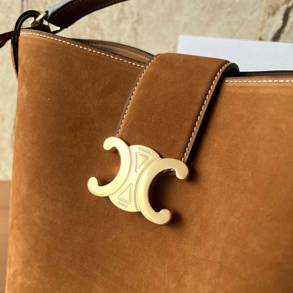 Celine Women Medium Louise Bag In Suede Calfskin-Brown - image 7