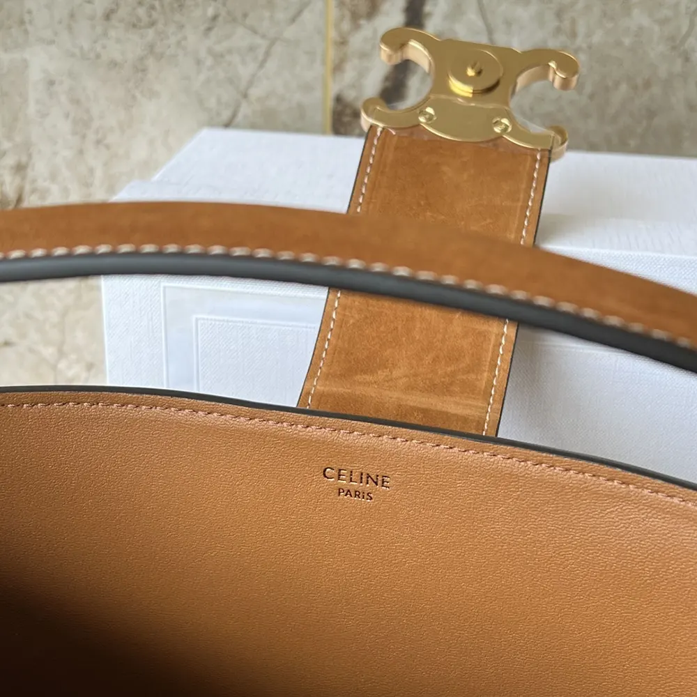 Celine Women Medium Louise Bag In Suede Calfskin-Brown - image 10