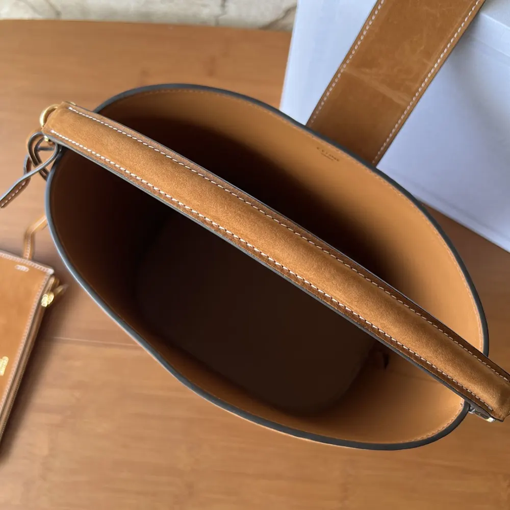 Celine Women Medium Louise Bag In Suede Calfskin-Brown - image 9
