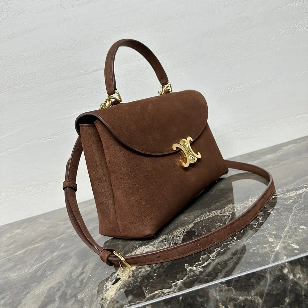 Celine Women Medium Nino Bag In Nubuck Calfskin-Brown - image 4