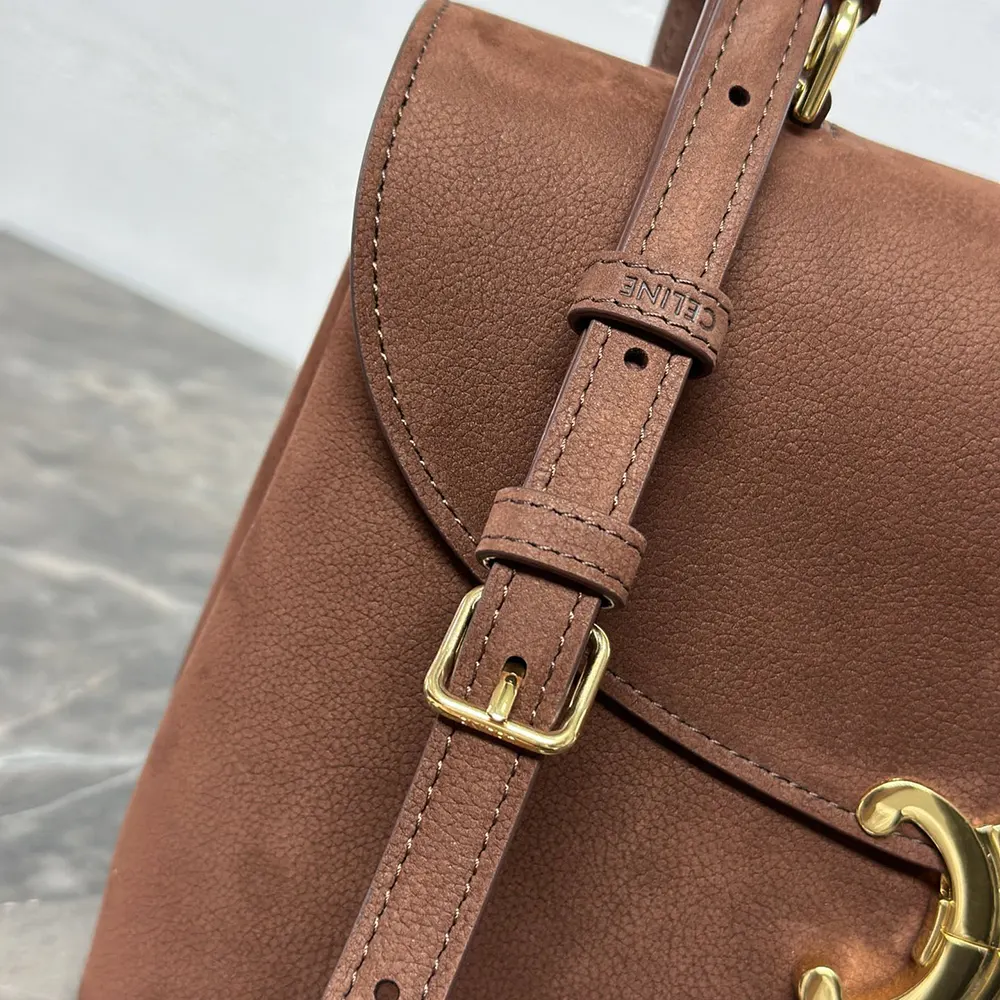 Celine Women Medium Nino Bag In Nubuck Calfskin-Brown - image 8