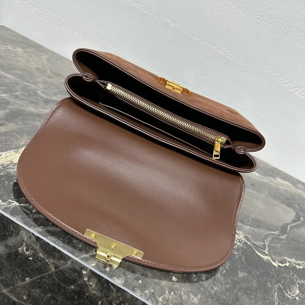 Celine Women Medium Nino Bag In Nubuck Calfskin-Brown - image 7