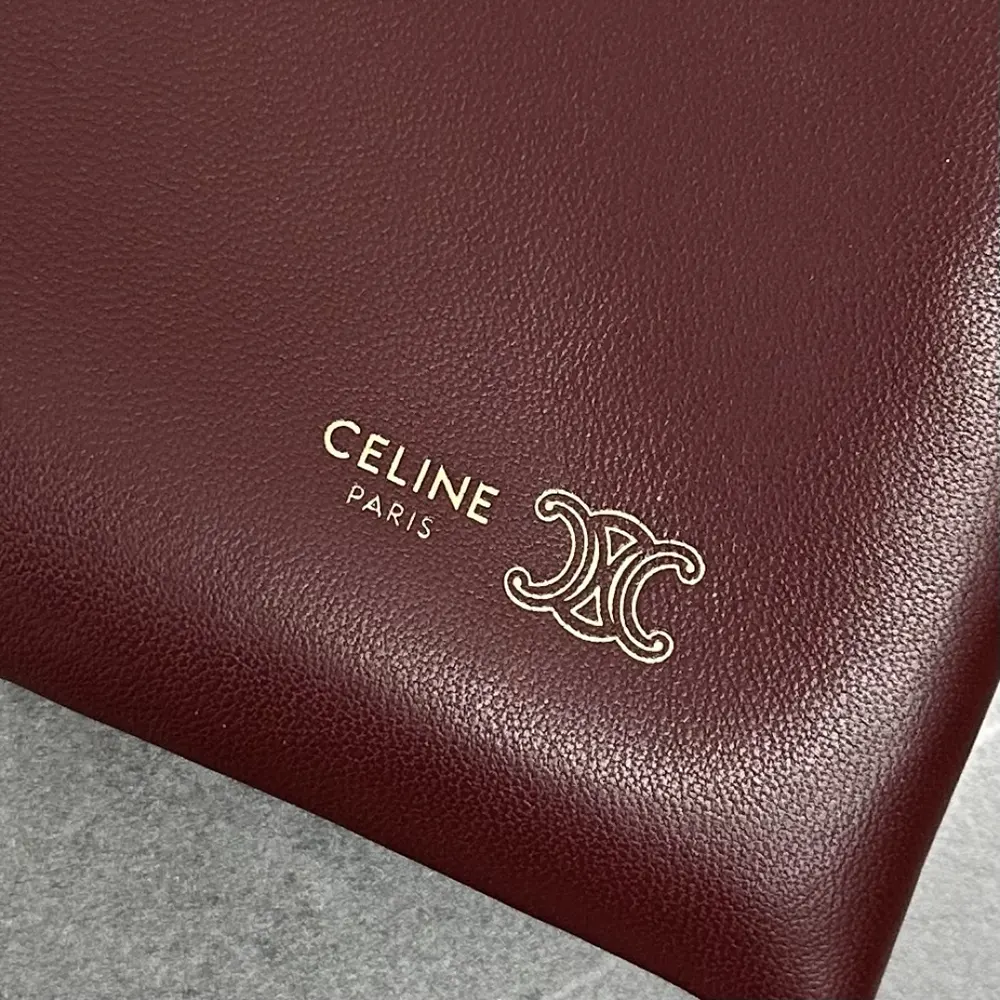 Celine Women Small Crystal Pouch in Lambskin-Maroon - image 9
