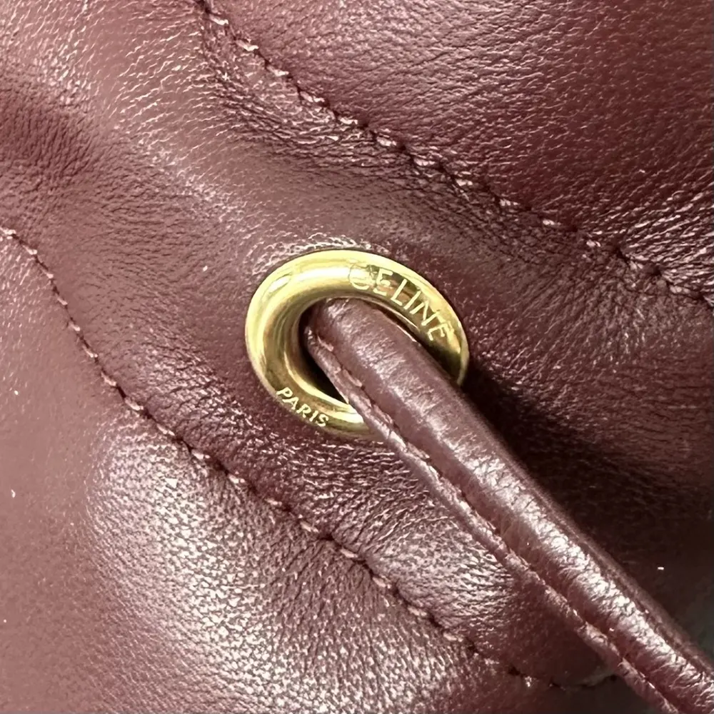 Celine Women Small Crystal Pouch in Lambskin-Maroon - image 8
