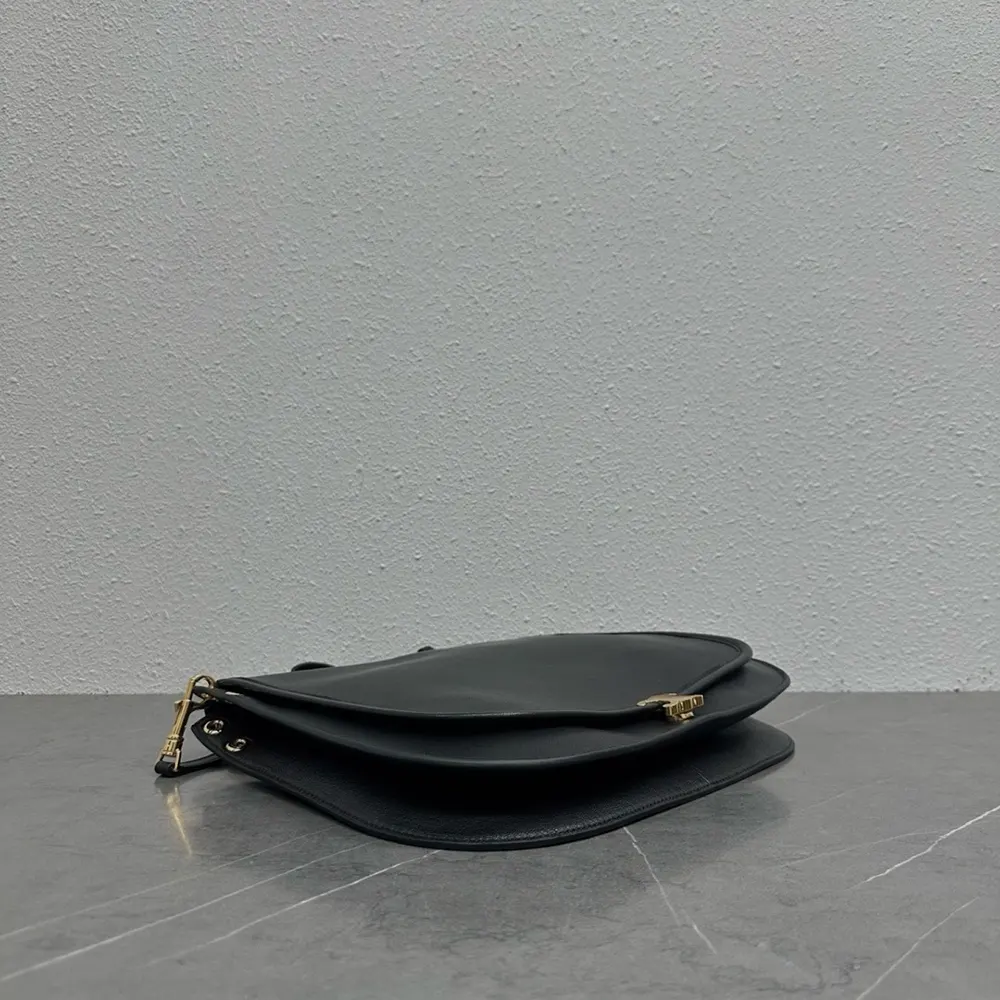 Celine Women Soft Triomphe Besace in Supple Shiny Lambskin-Black - image 5