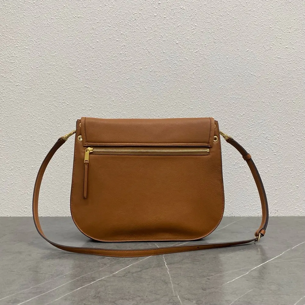 Side angle showing silhouette of Celine Women Soft Triomphe Besace bag