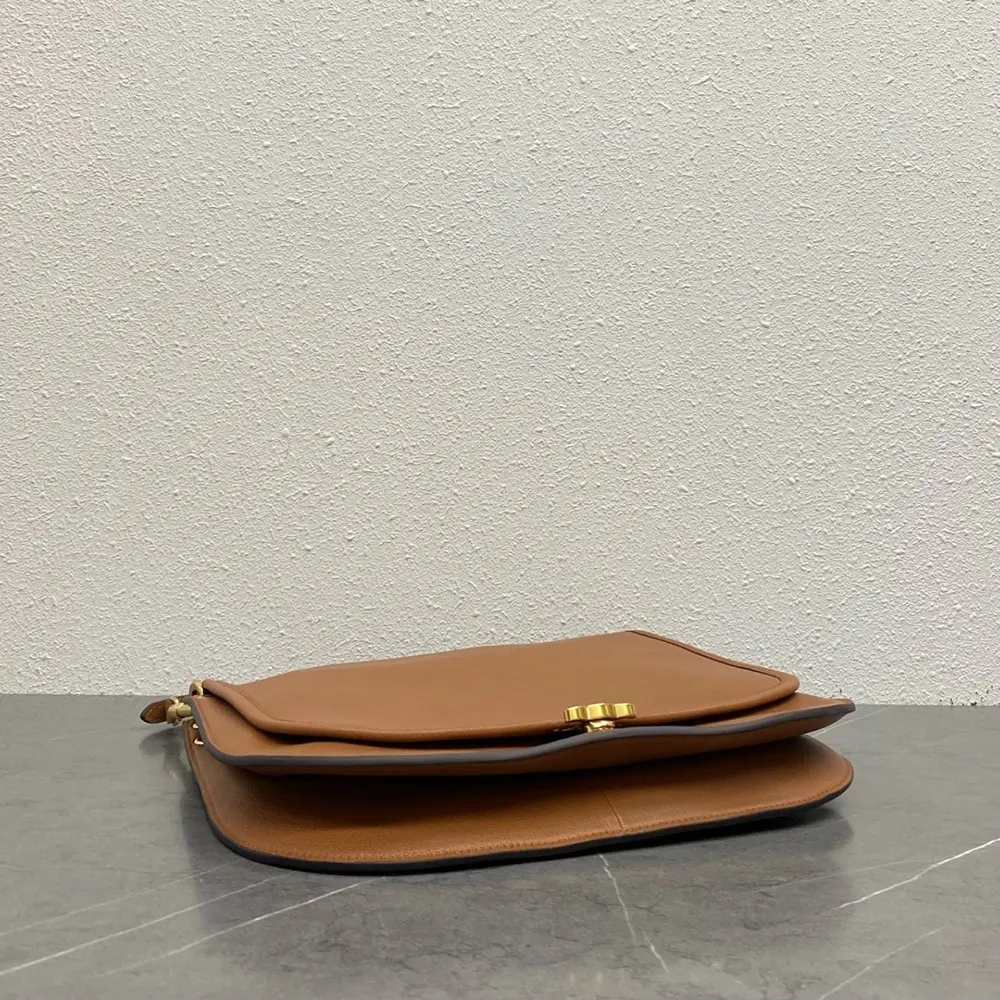 Celine Women Soft Triomphe Besace in Supple Shiny Lambskin-Brown - image 5