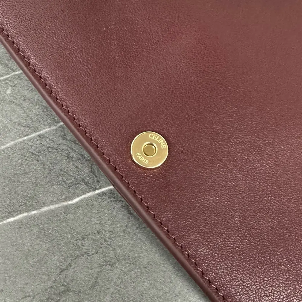 Celine Women Soft Triomphe Besace in Supple Shiny Lambskin-Maroon - image 8