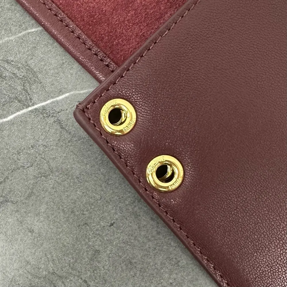 Celine Women Soft Triomphe Besace in Supple Shiny Lambskin-Maroon - image 7