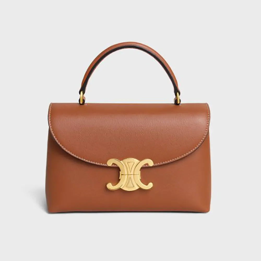 Front view of Celine Women Teen Nino Bag in Smooth Satinated Calfskin-Brown
