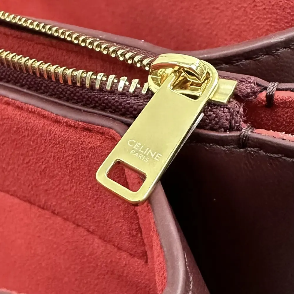 Celine Women Trio Flap In Smooth Lambskin-Maroon - image 7