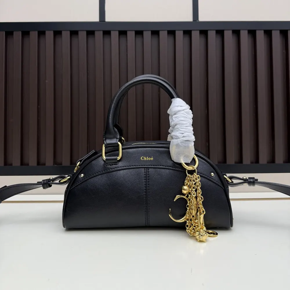 Close-up of gold hardware detail on Chloe Women Small Chloé Bowling Bag