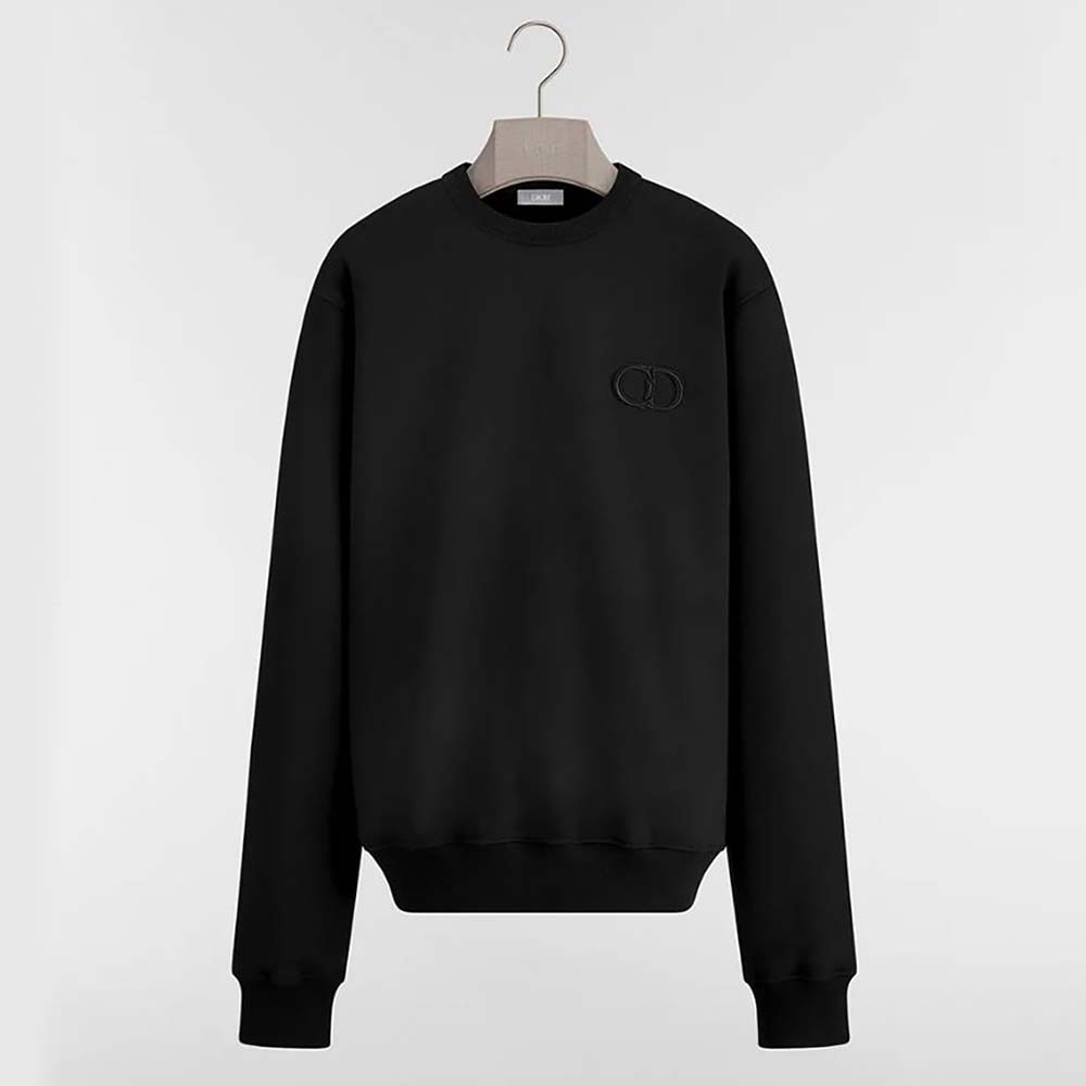 Front view of Dior Men CD Icon Sweatshirt Black Cotton Fleece