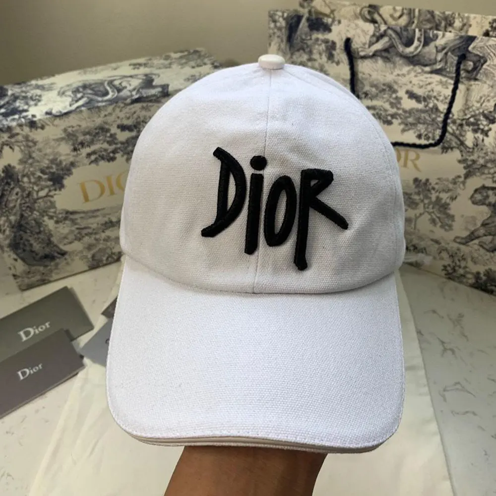 Dior Unisex Stussy Embroidered Logo Hat White Cotton Canvas - image 5