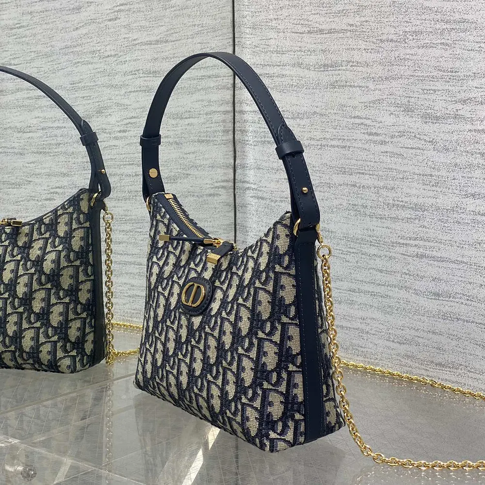 Dior Women 30 Montaigne Diorling Mini Bag with Chain Blue Dior Oblique Jacquard - image 5