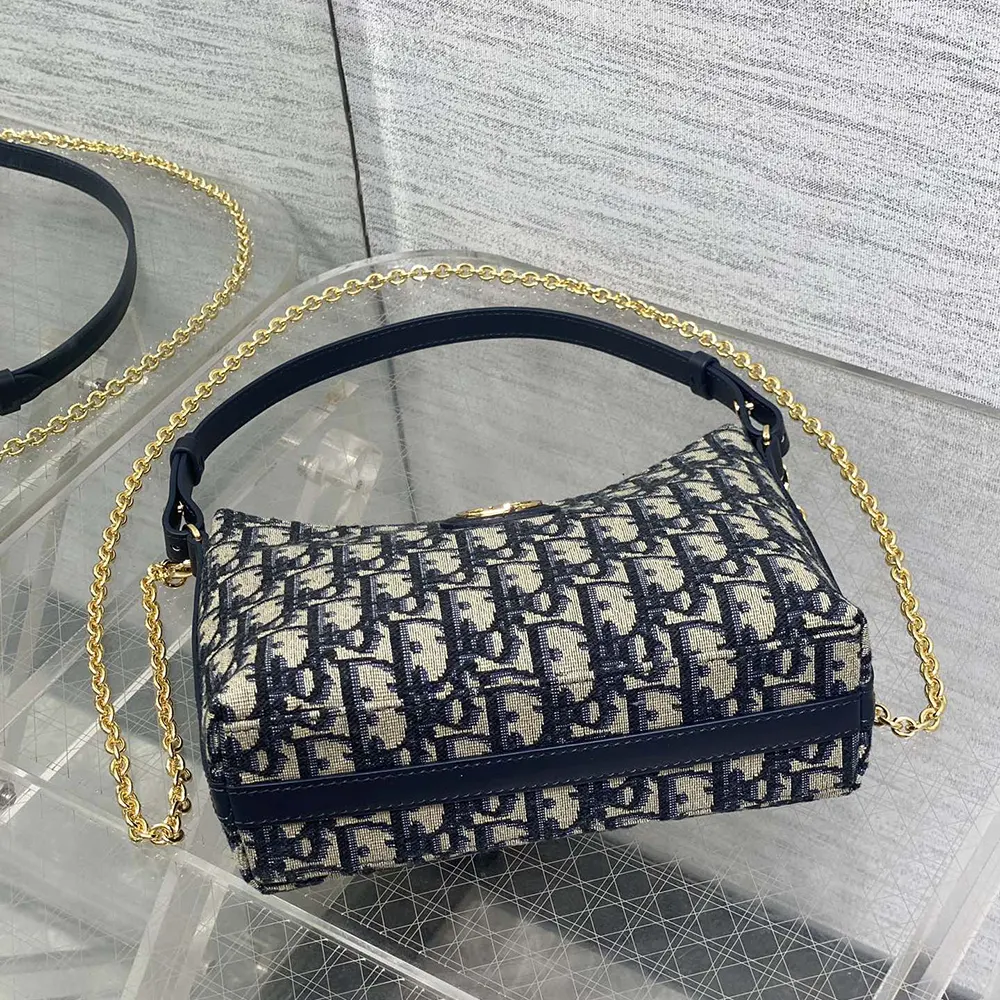 Dior Women 30 Montaigne Diorling Mini Bag with Chain Blue Dior Oblique Jacquard - image 6