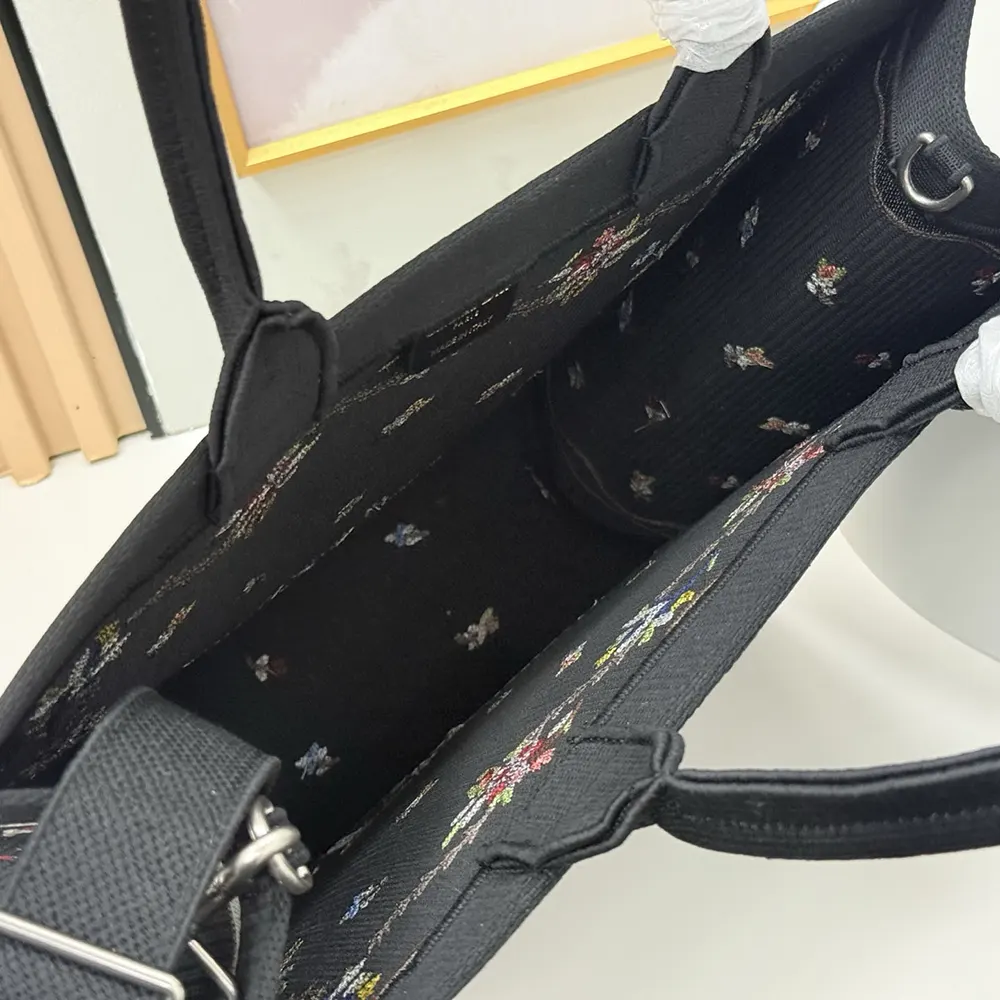 Dior Women Dioramour Medium Dior Book Tote with Strap Black Multicolor Revolution Flowers Embroidery - image 7