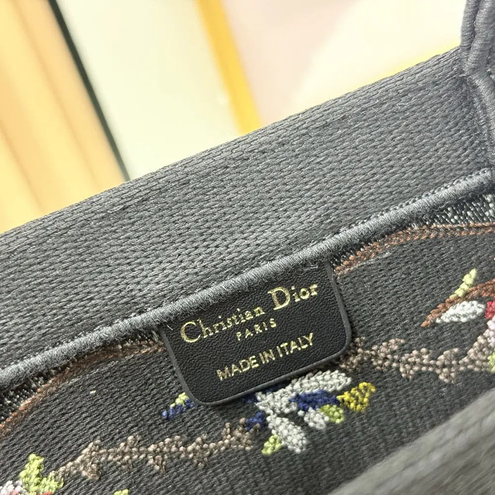 Dior Women Dioramour Medium Dior Book Tote with Strap Black Multicolor Revolution Flowers Embroidery - image 8
