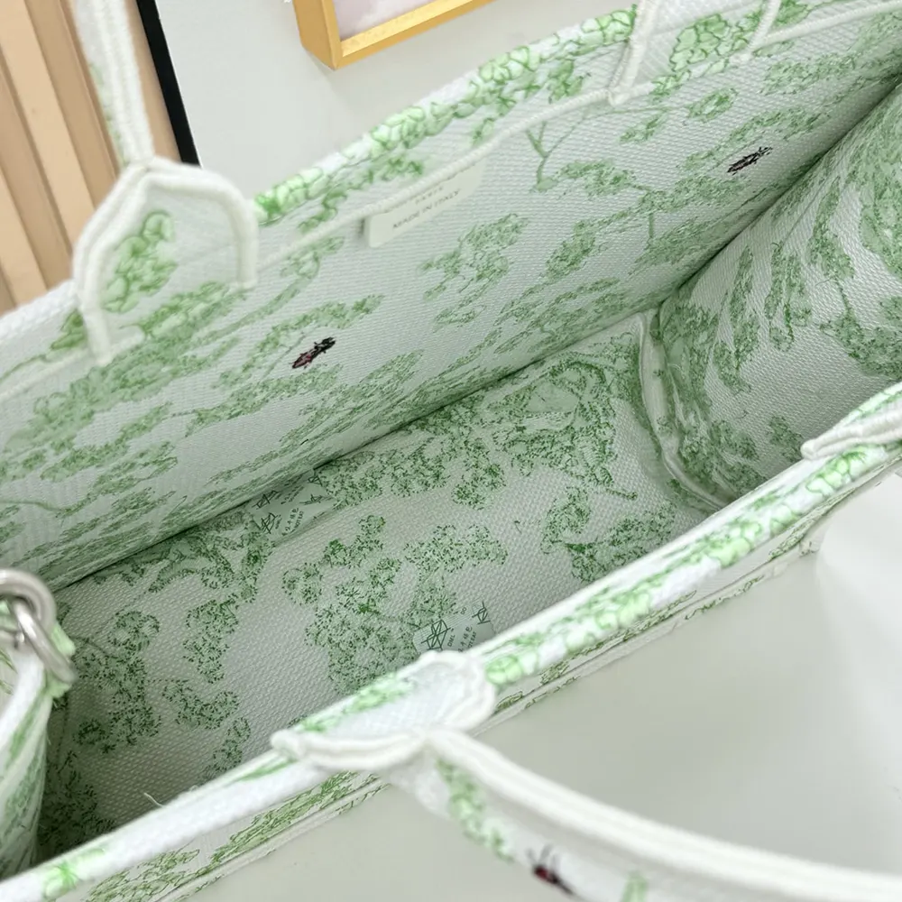 Dior Women Medium Dior Book Tote with Strap Green Multicolor Toile de Jouy Clover Embroidery - image 10