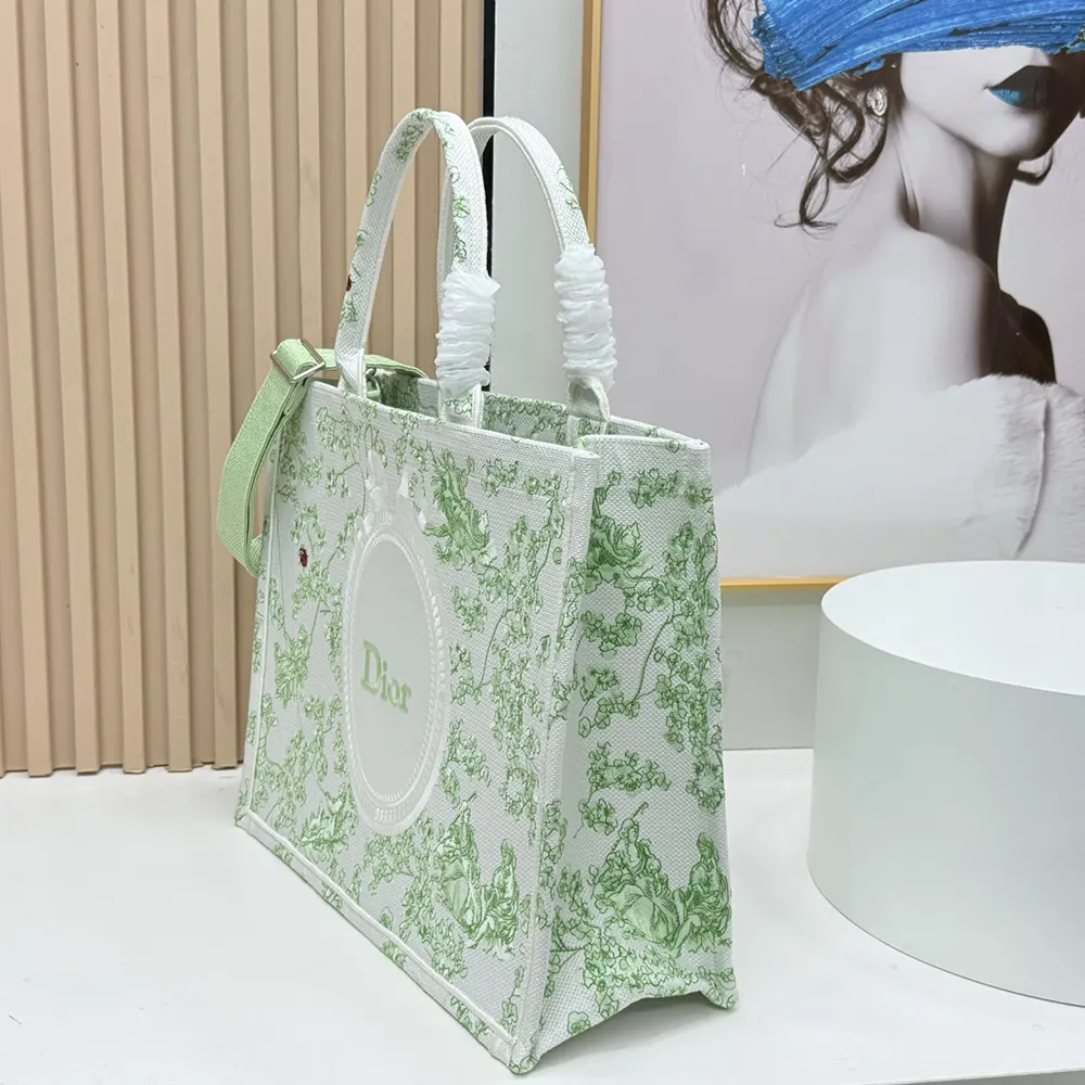 Dior Women Medium Dior Book Tote with Strap Green Multicolor Toile de Jouy Clover Embroidery - image 5