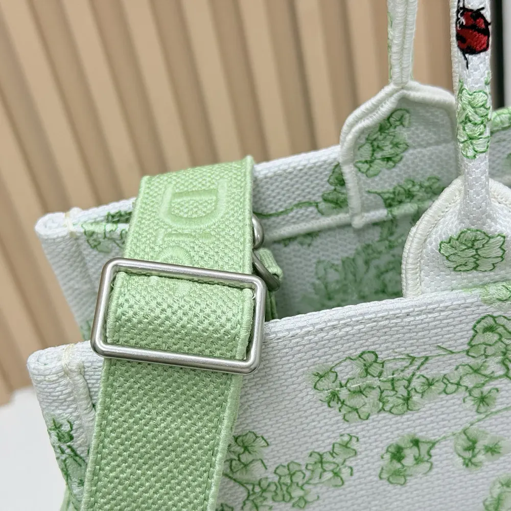 Dior Women Medium Dior Book Tote with Strap Green Multicolor Toile de Jouy Clover Embroidery - image 9