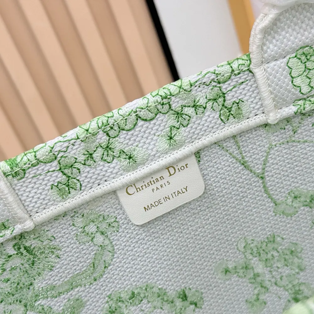 Dior Women Medium Dior Book Tote with Strap Green Multicolor Toile de Jouy Clover Embroidery - image 7