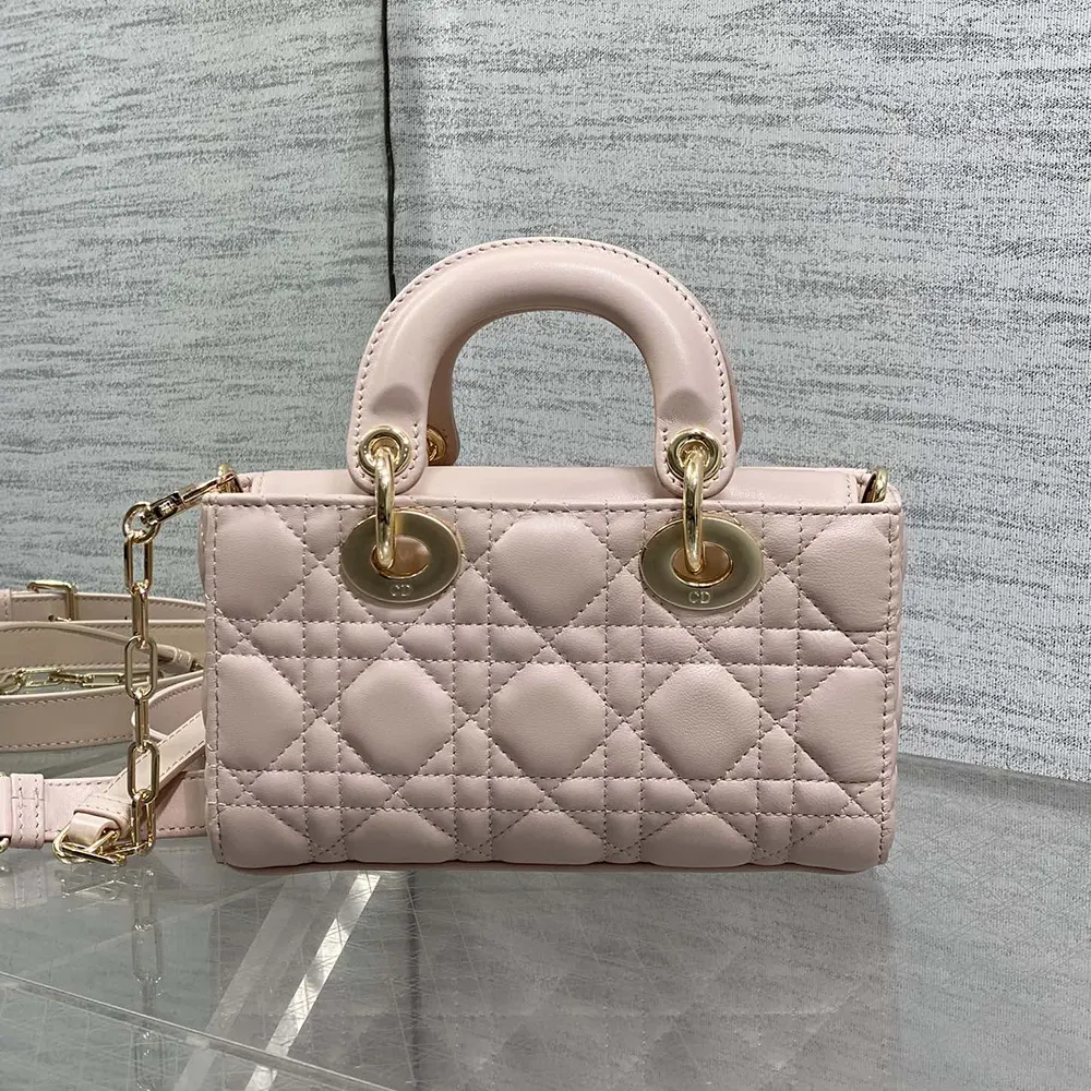 Dior Women Mini Lady D-Joy Bag Rose Soupir Cannage Lambskin - image 4