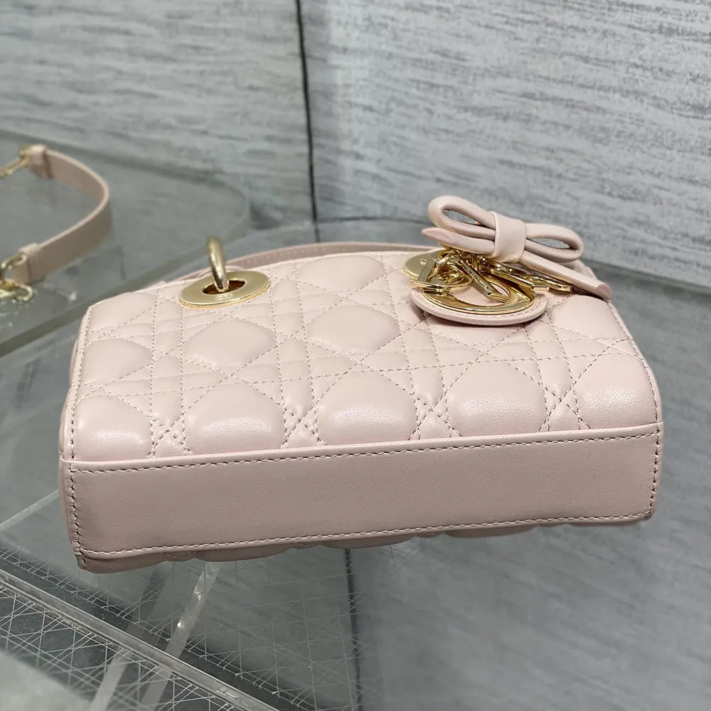 Dior Women Mini Lady D-Joy Bag Rose Soupir Cannage Lambskin - image 6
