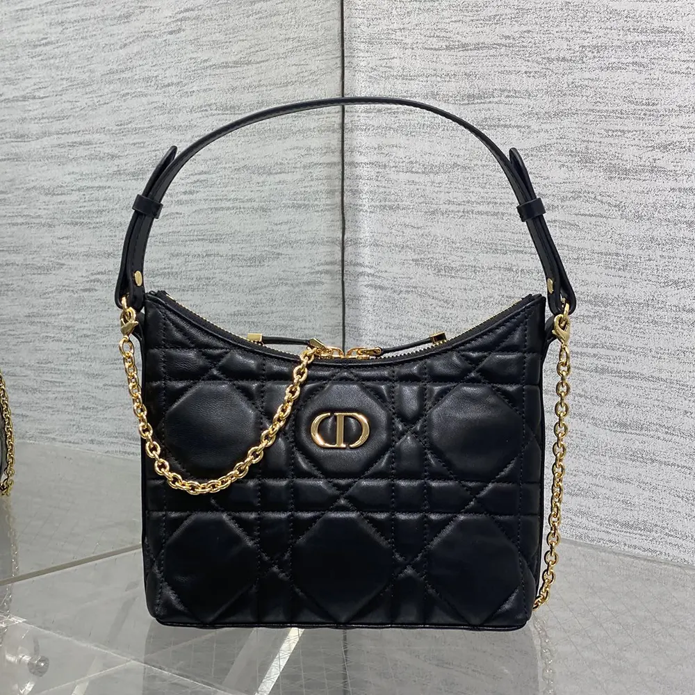 Dior Women Miss Caro Diorling Mini Bag with Chain Black Macrocannage Lambskin - image 4