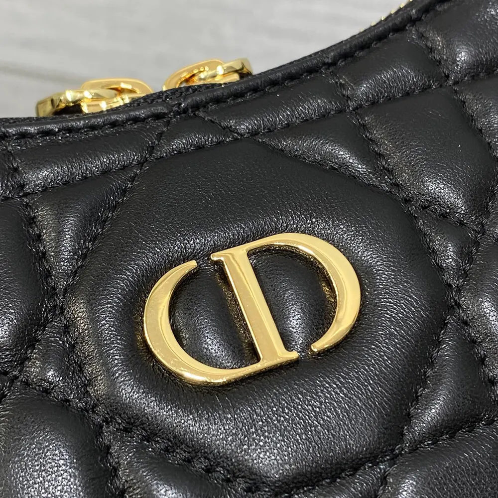 Dior Women Miss Caro Diorling Mini Bag with Chain Black Macrocannage Lambskin - image 9