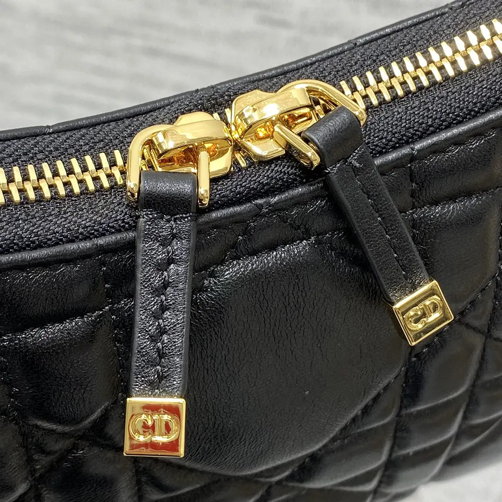 Dior Women Miss Caro Diorling Mini Bag with Chain Black Macrocannage Lambskin - image 8
