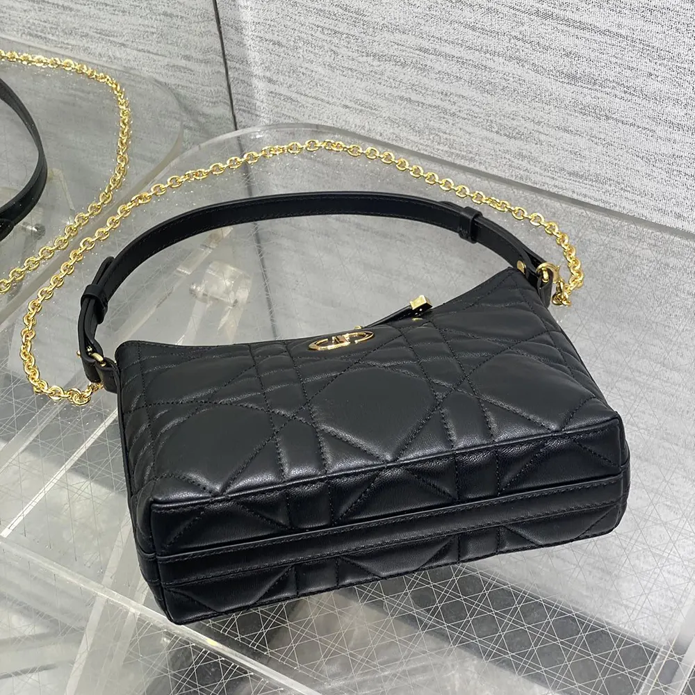 Dior Women Miss Caro Diorling Mini Bag with Chain Black Macrocannage Lambskin - image 6