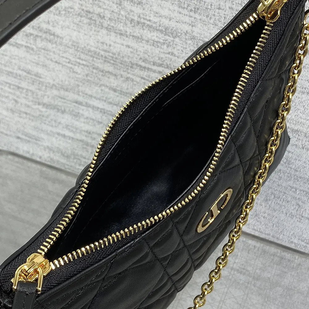 Dior Women Miss Caro Diorling Mini Bag with Chain Black Macrocannage Lambskin - image 7
