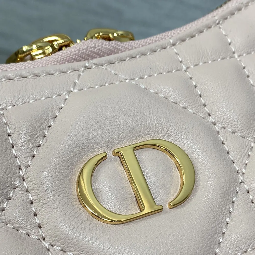 Dior Women Miss Caro Diorling Mini Bag with Chain Powder Pink Macrocannage Lambskin - image 9