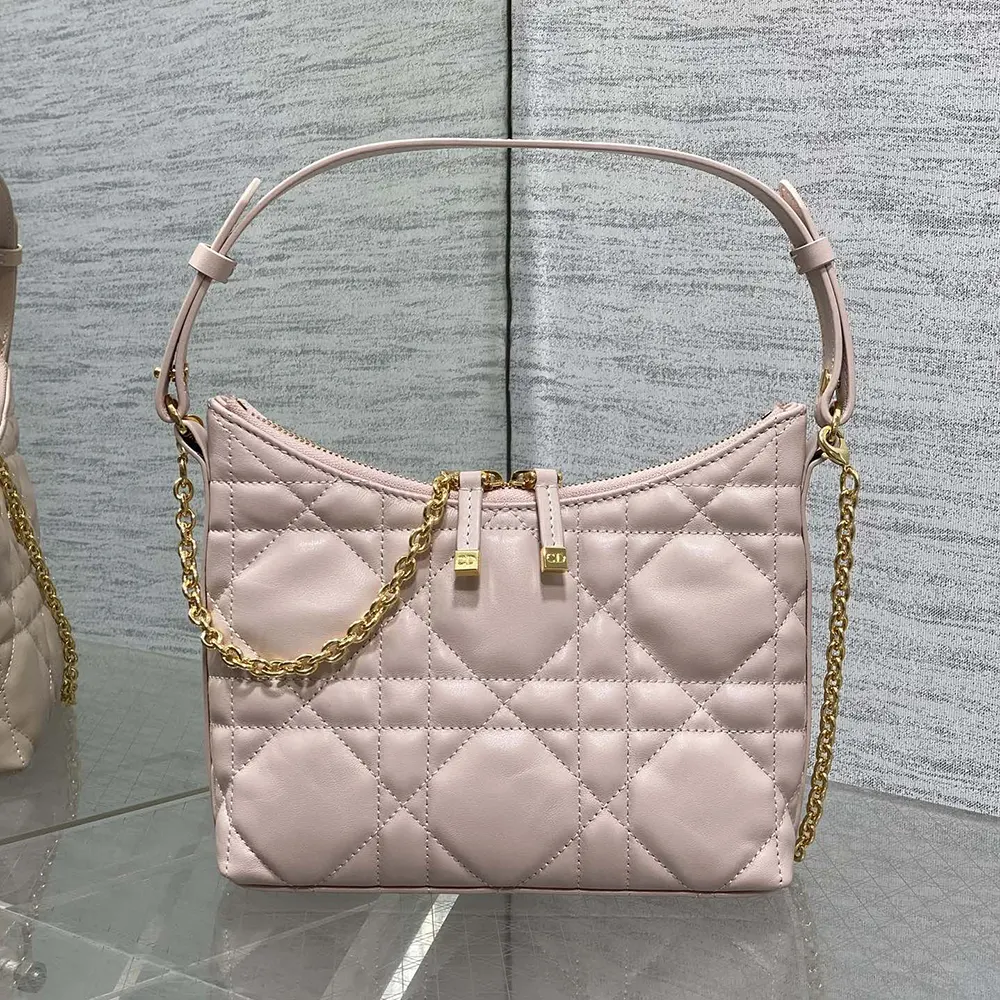 Dior Women Miss Caro Diorling Mini Bag with Chain Powder Pink Macrocannage Lambskin - image 4