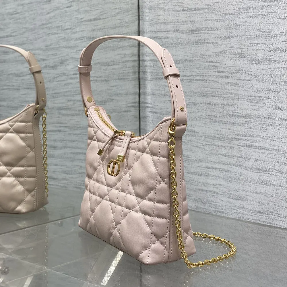 Dior Women Miss Caro Diorling Mini Bag with Chain Powder Pink Macrocannage Lambskin - image 5