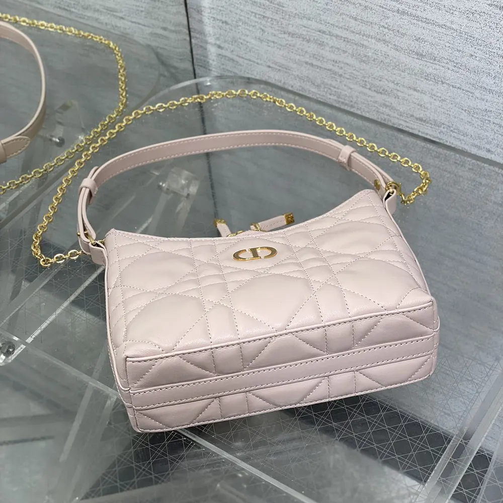 Dior Women Miss Caro Diorling Mini Bag with Chain Powder Pink Macrocannage Lambskin - image 6