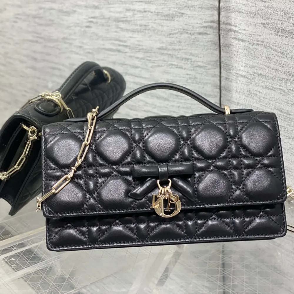 Close-up of cannage stitching on Dior Women My Dior Mini Bag