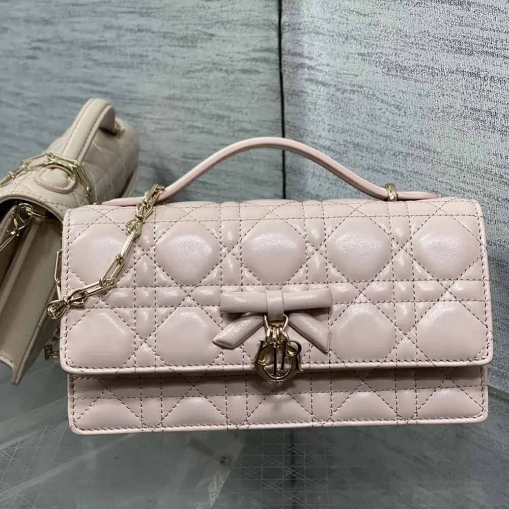 Close-up of Cannage quilting on Dior Women My Dior Mini Bag