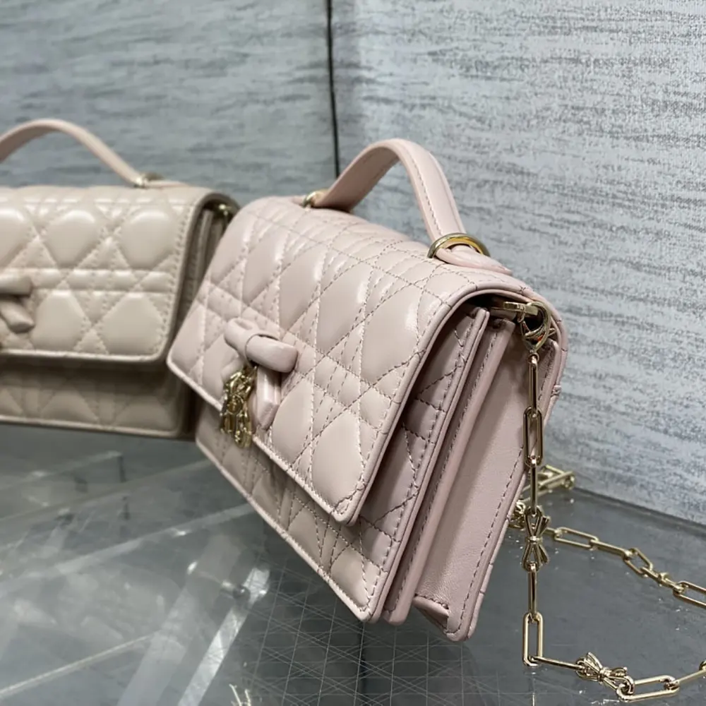 Dior Women My Dior Mini Bag Rose Soupir Cannage Lambskin - image 5
